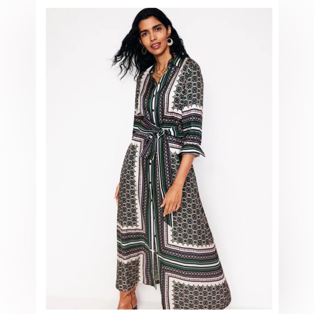 NWT Boden Scarf Print Shirt Dress